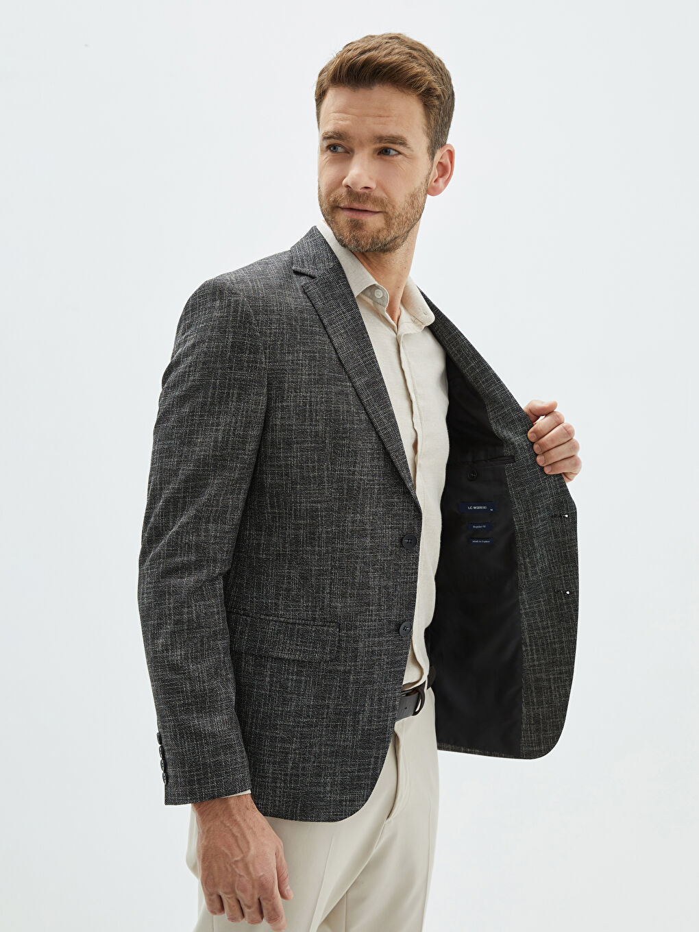 Siyah Standart Kalıp Erkek Blazer Ceket-2