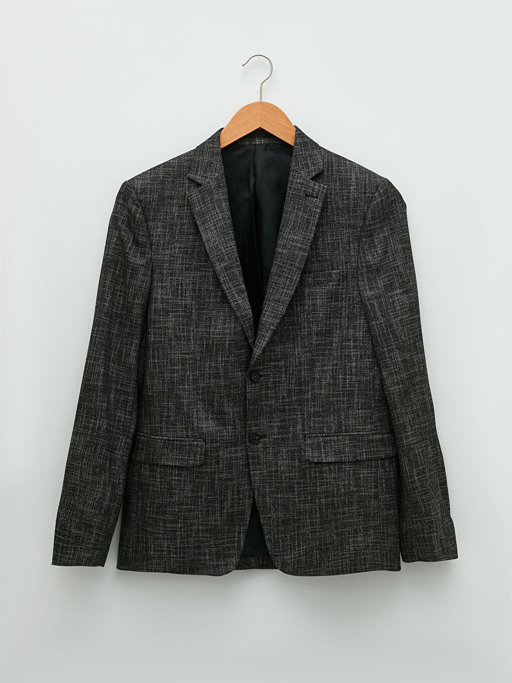 Siyah Standart Kalıp Erkek Blazer Ceket-5