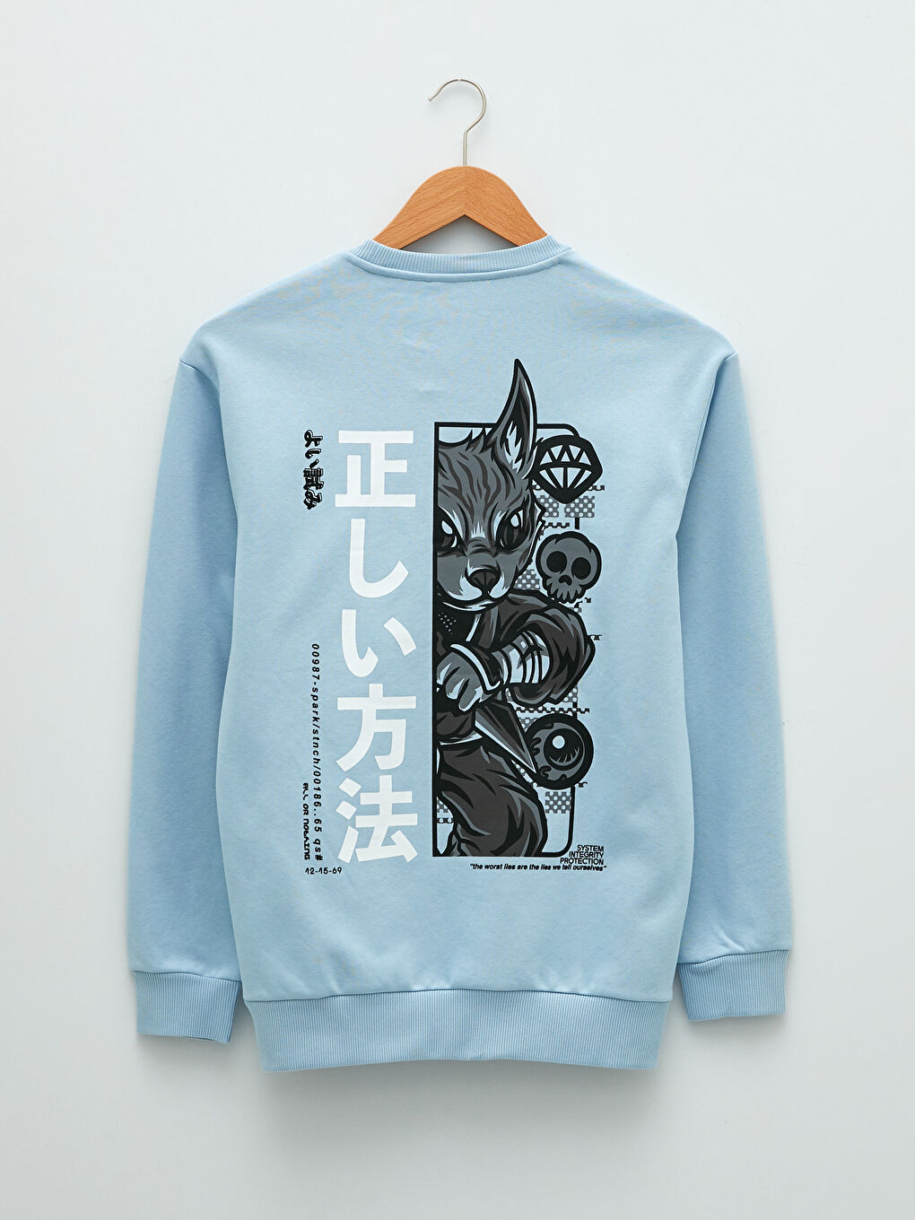 Mavi Bisiklet Yaka Baskılı Erkek Kalın Sweatshirt-6