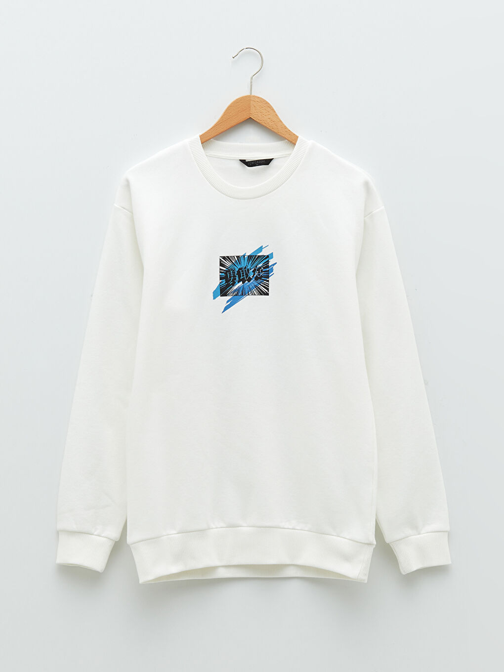 Bisiklet Yaka Baskılı Erkek Kalın Sweatshirt-5