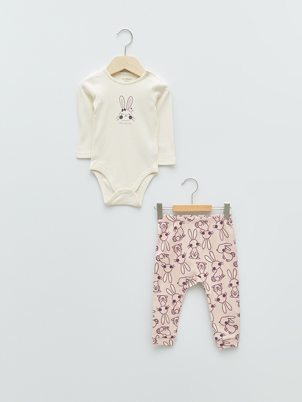 Crew Neck Long Sleeved Printed Cotton Baby Girl Snap fastener Body and Trousers 3-Piece Set-2