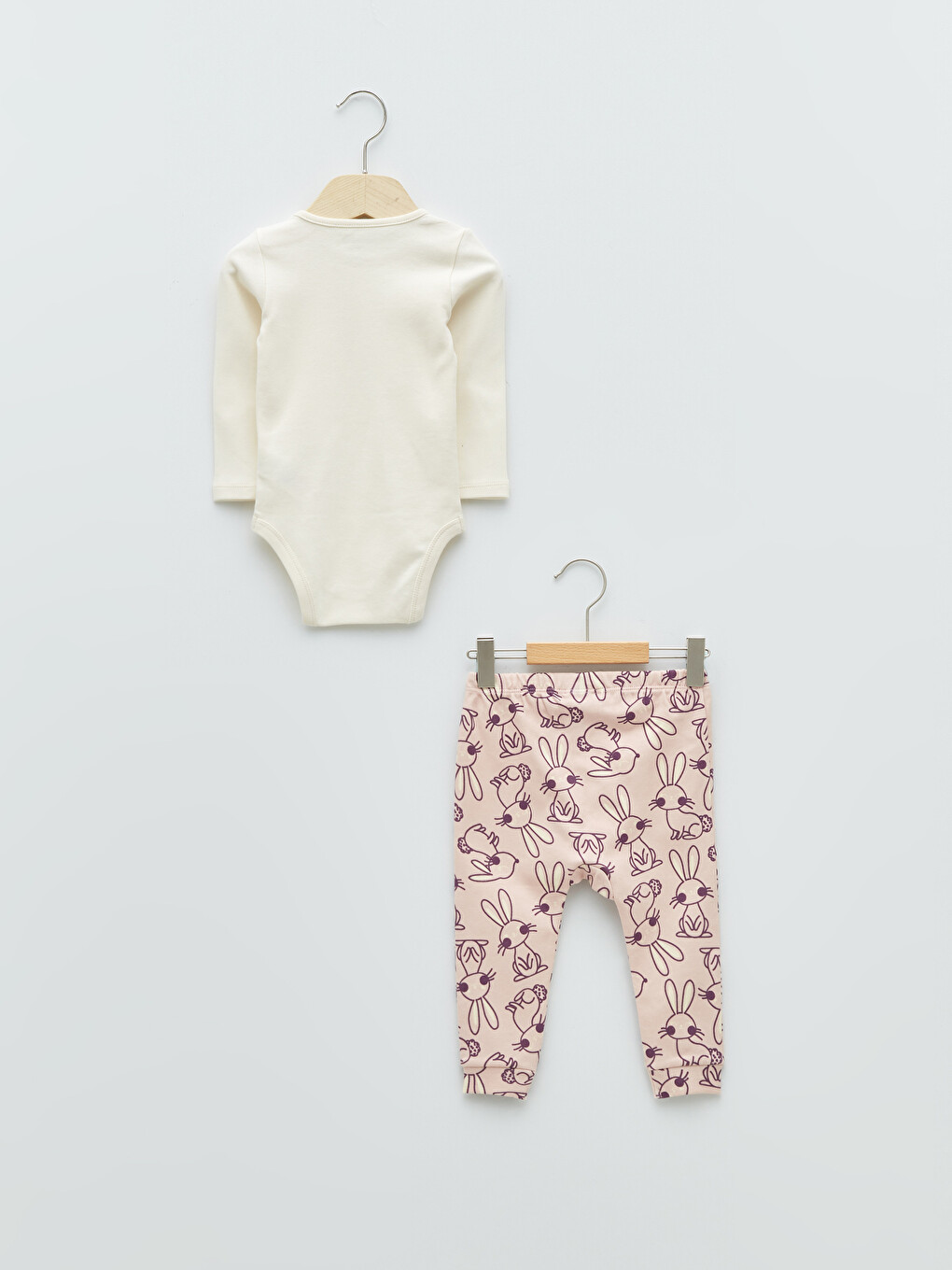 Crew Neck Long Sleeved Printed Cotton Baby Girl Snap fastener Body and Trousers 3-Piece Set-4