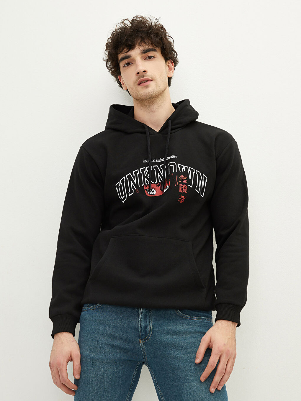 Long Sleeve Printed Men's Thick Hoodie