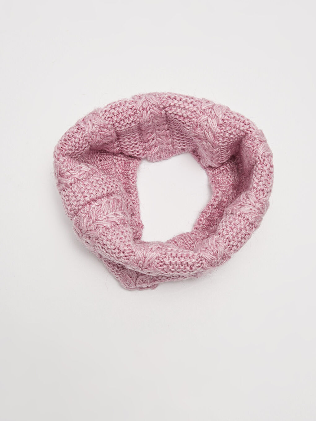 Pembe Kendinden Desenli Kız Çocuk Triko Bere ve Boyunluk 2'li-3