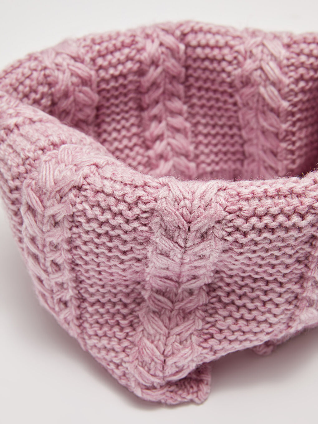 Pembe Kendinden Desenli Kız Çocuk Triko Bere ve Boyunluk 2'li-4