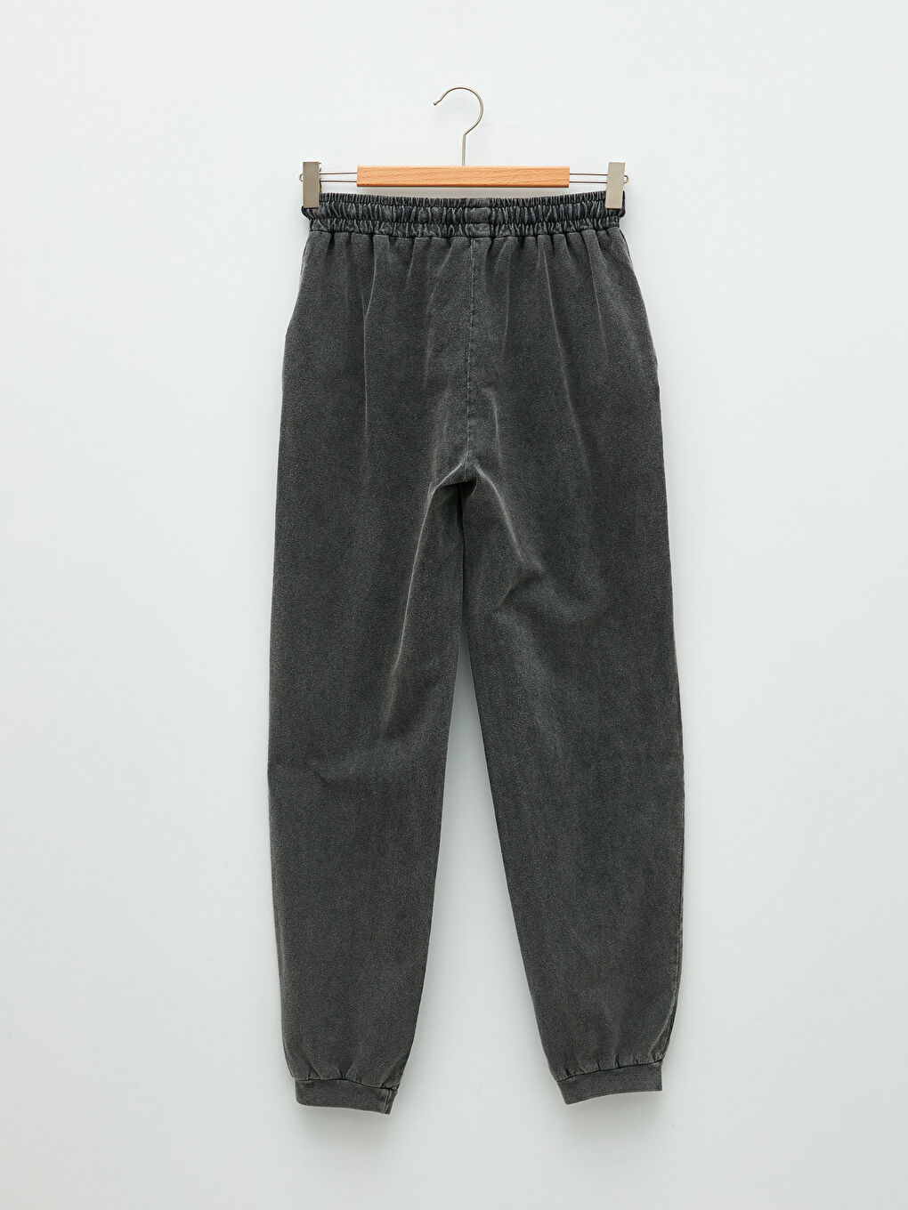 Antrasit Beli Lastikli Düz Pamuklu Kadın Jogger Eşofman Altı-6