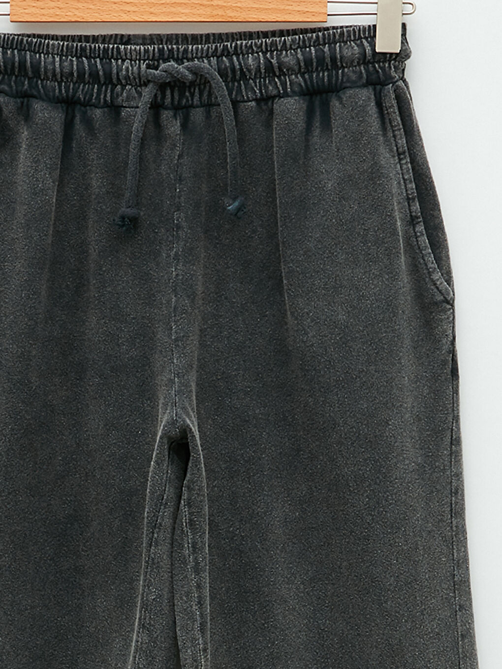 Antrasit Beli Lastikli Düz Pamuklu Kadın Jogger Eşofman Altı-7