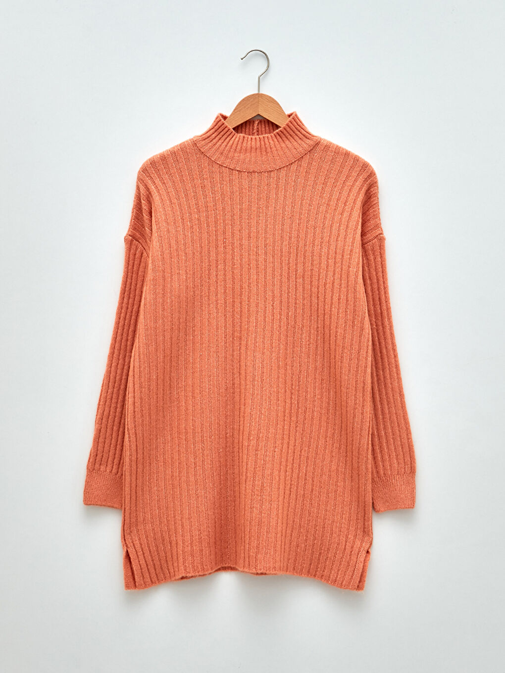 Half Turtleneck Plain Long Sleeve Women's Knitwear Tunic-4