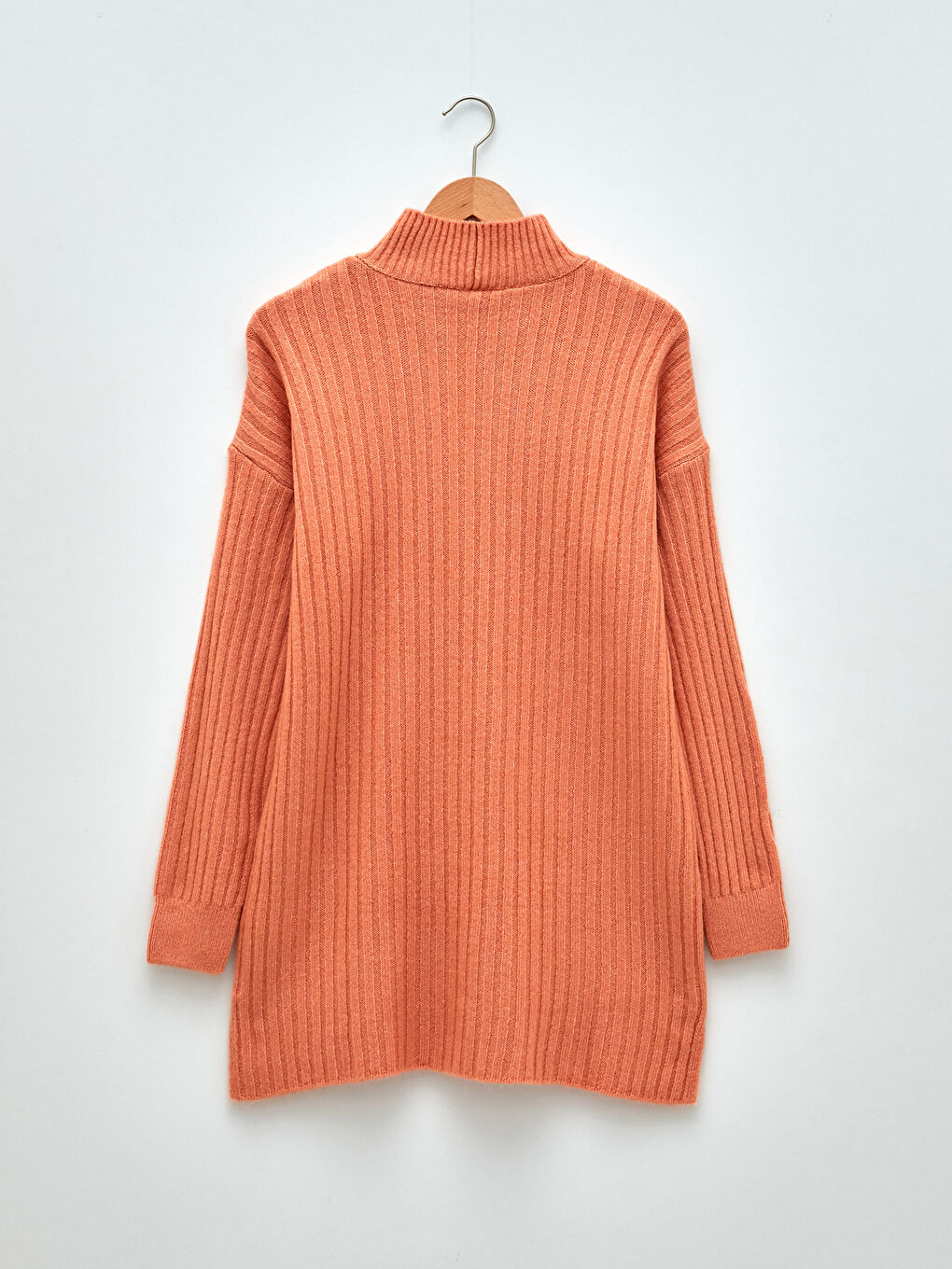 Half Turtleneck Plain Long Sleeve Women's Knitwear Tunic-5