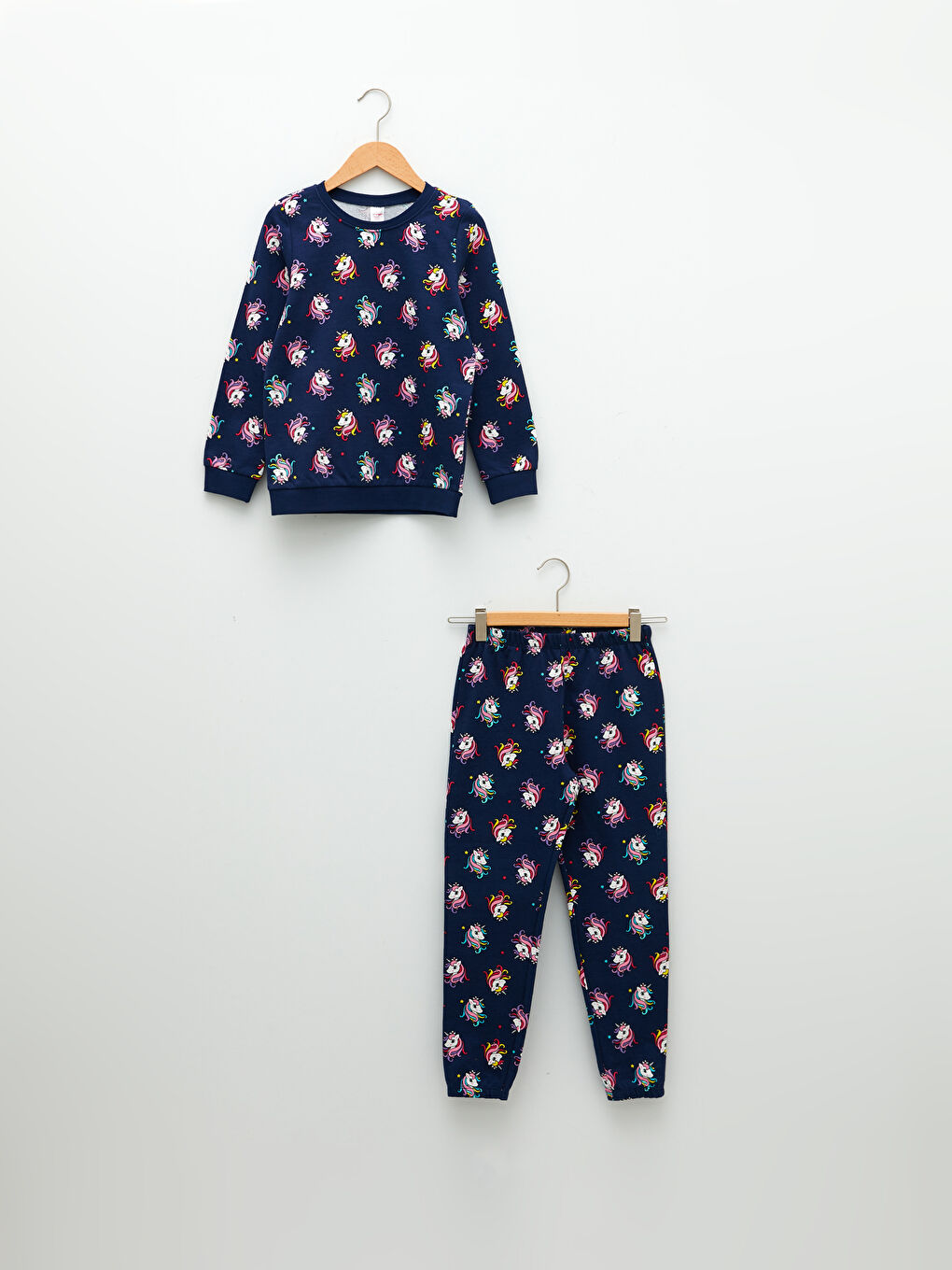 Crew Neck Printed Long Sleeve Girls' Pyjama Set