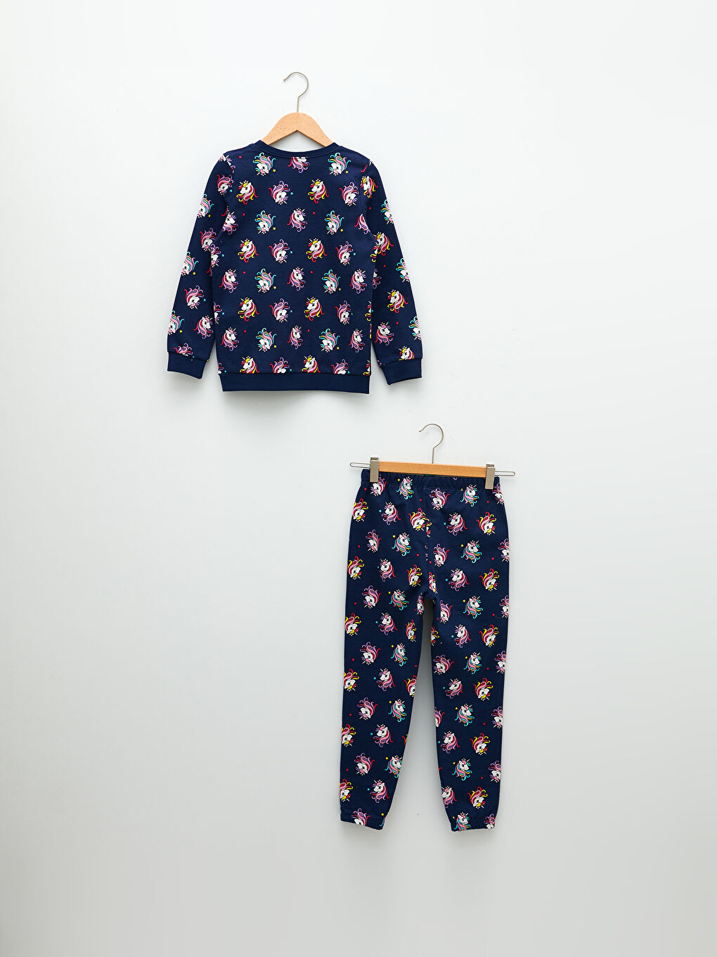 Crew Neck Printed Long Sleeve Girls' Pyjama Set-1