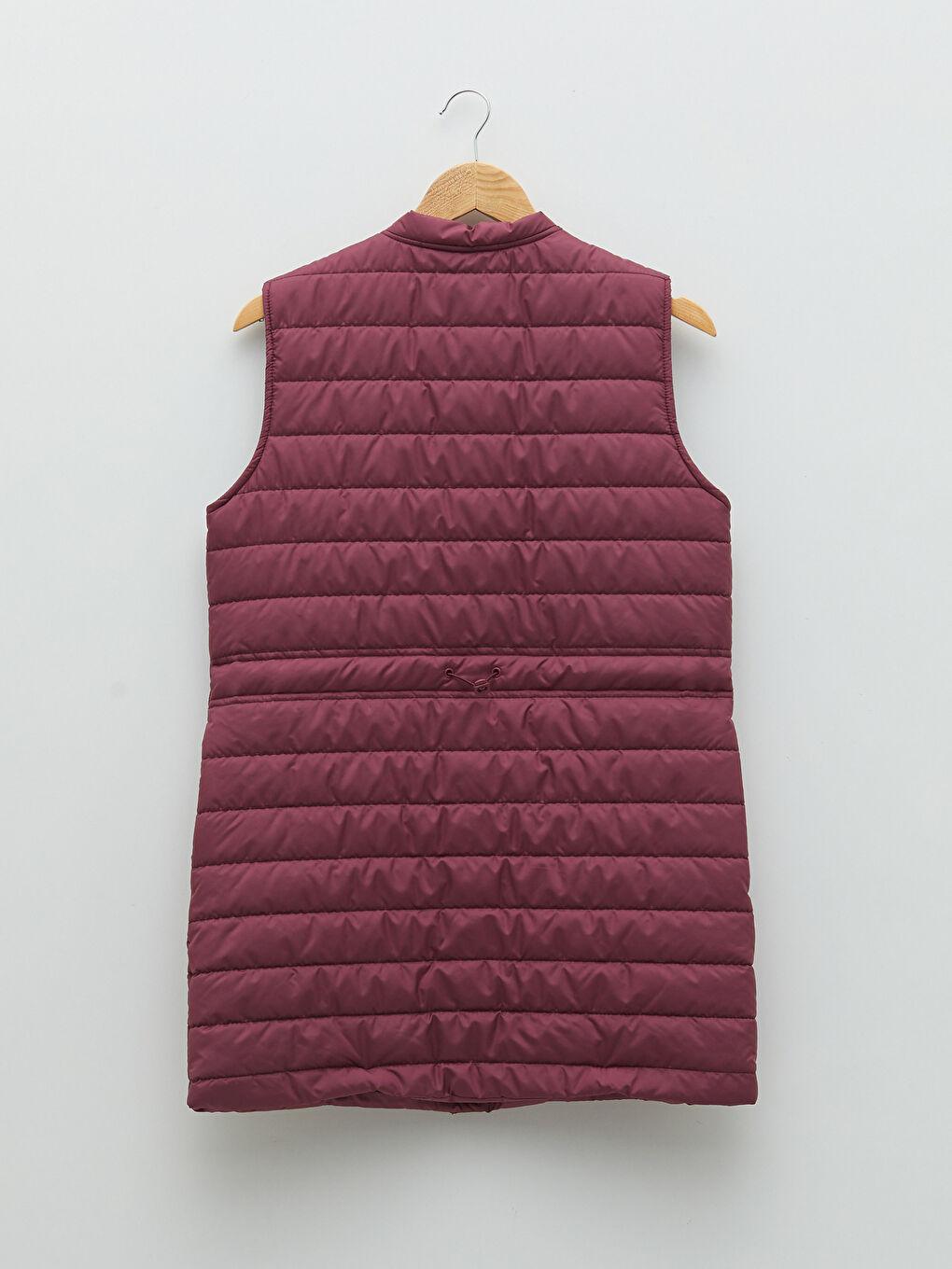 Bordo Kadın Dik Yaka Düz Şişme Yelek-6