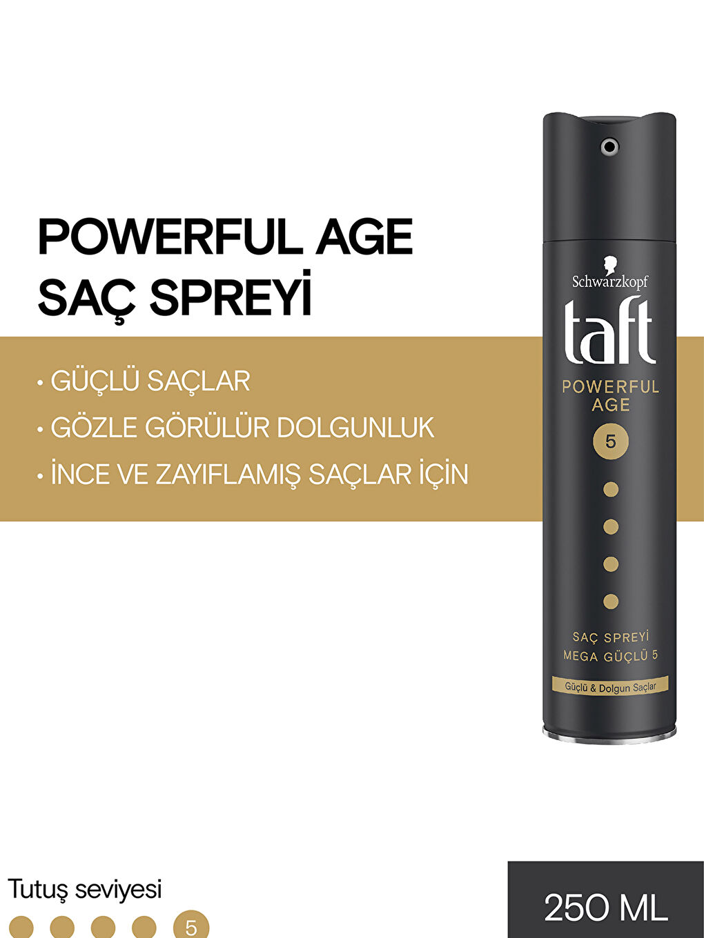 Taft Powerful Age ( İnce ve Zayıflamış Saçlar İçin ) Sprey 250 ml -W1LM80Z8-M0T