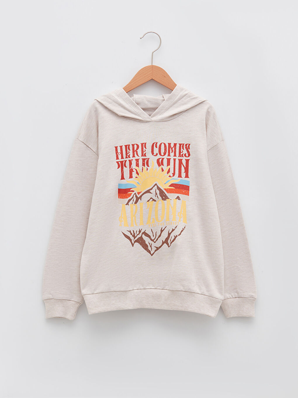 Hooded Printed Long Sleeve Girls' Sweatshirt