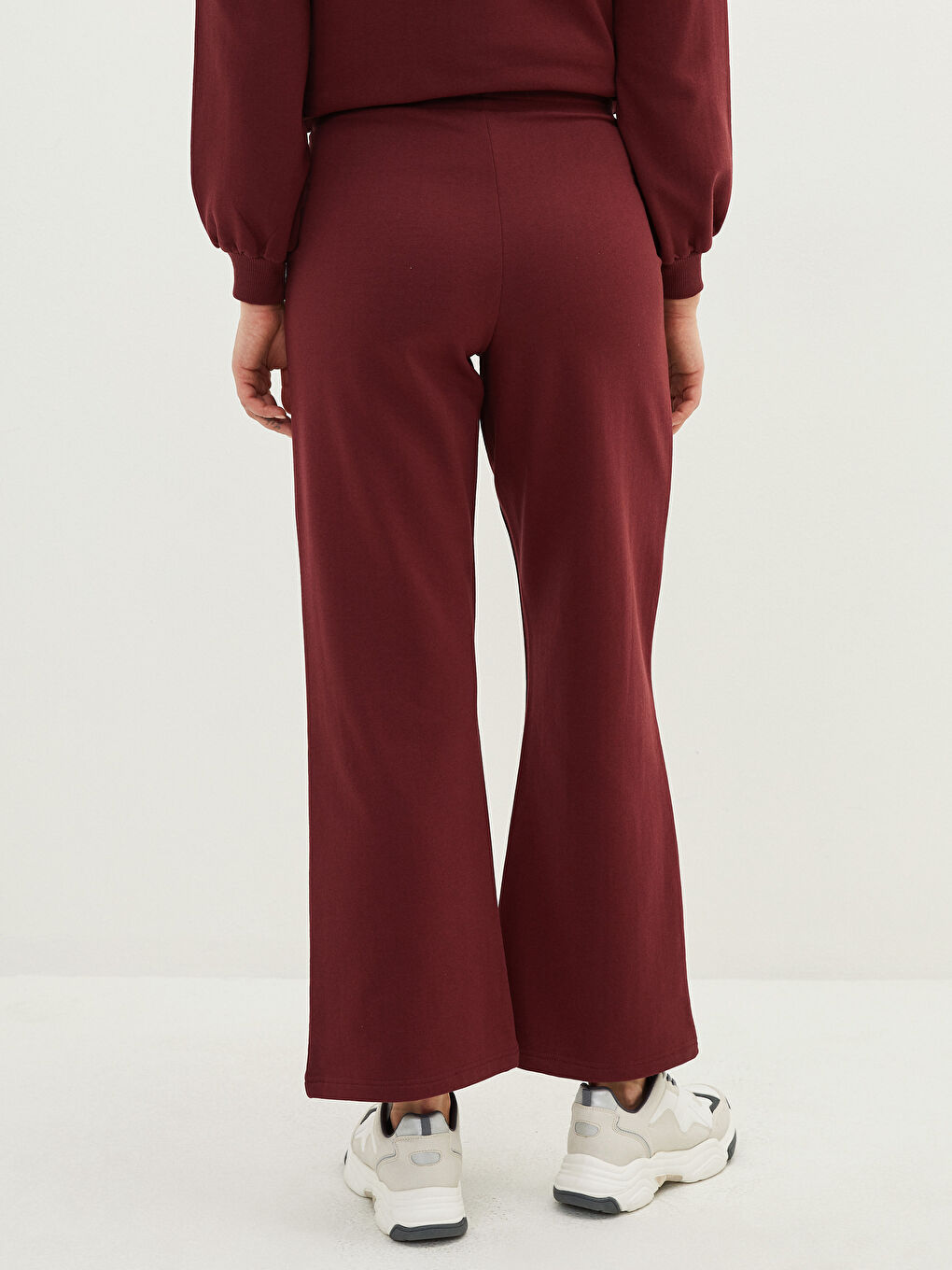 Bordo Beli Lastikli Düz Cep Detaylı Hamile Eşofman Altı-3