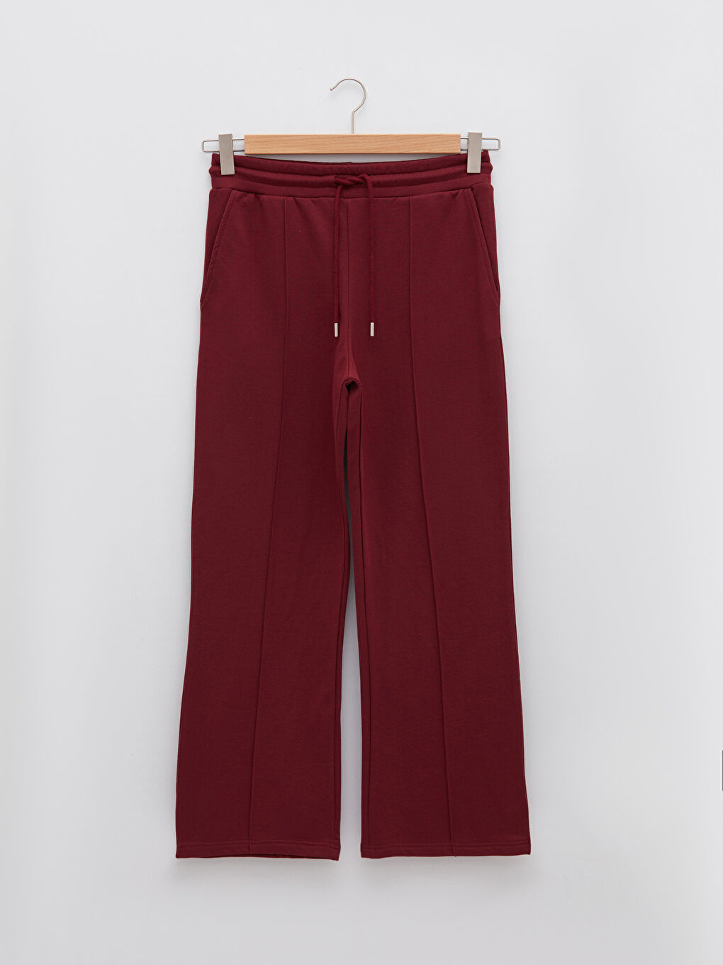 Bordo Beli Lastikli Düz Cep Detaylı Hamile Eşofman Altı-5