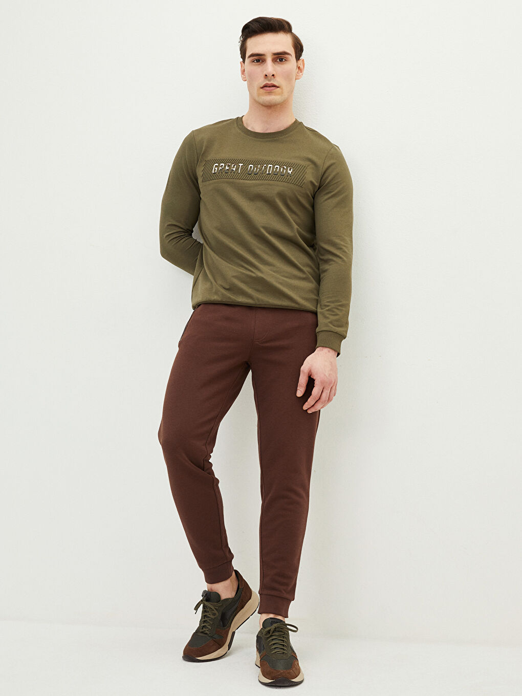 Kahverengi Standart Kalıp Erkek Jogger Eşofman Altı-1