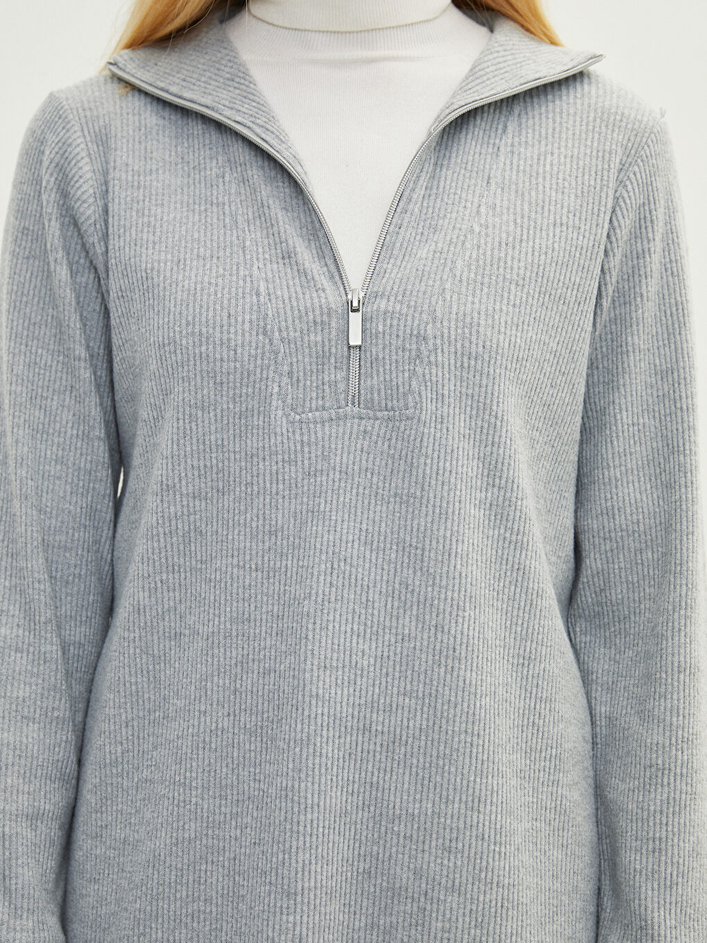 LCWAIKIKI Basic Trichterkragen Schlichte Langarm Tunika für Damen -W1LN43Z8-LAL