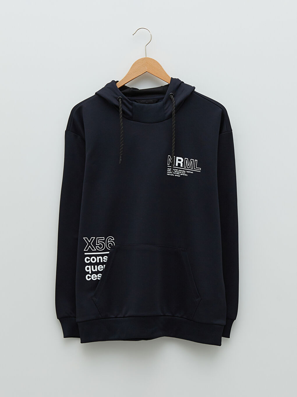 LCW Casual Lacivert Oversize Uzun Kollu Baskılı Erkek Hoodie - 5