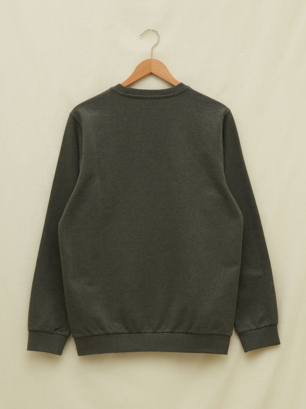 Haki Bisiklet Yaka Uzun Kollu Baskılı Erkek Sweatshirt-6