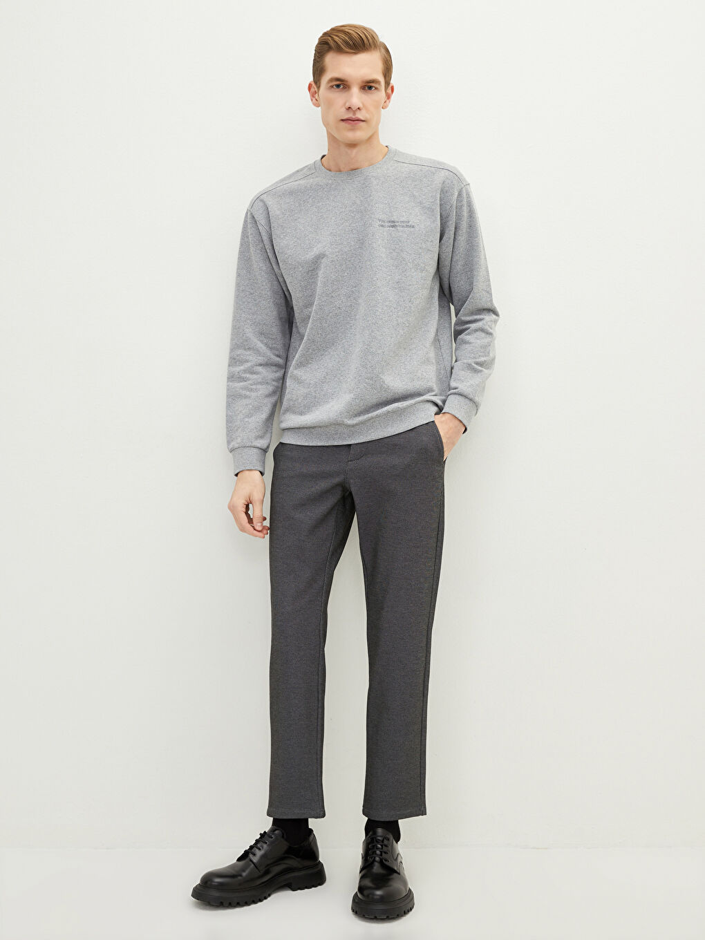 Oversize Crew Neck Long Sleeve Embroidered Men's Sweatshirt-1