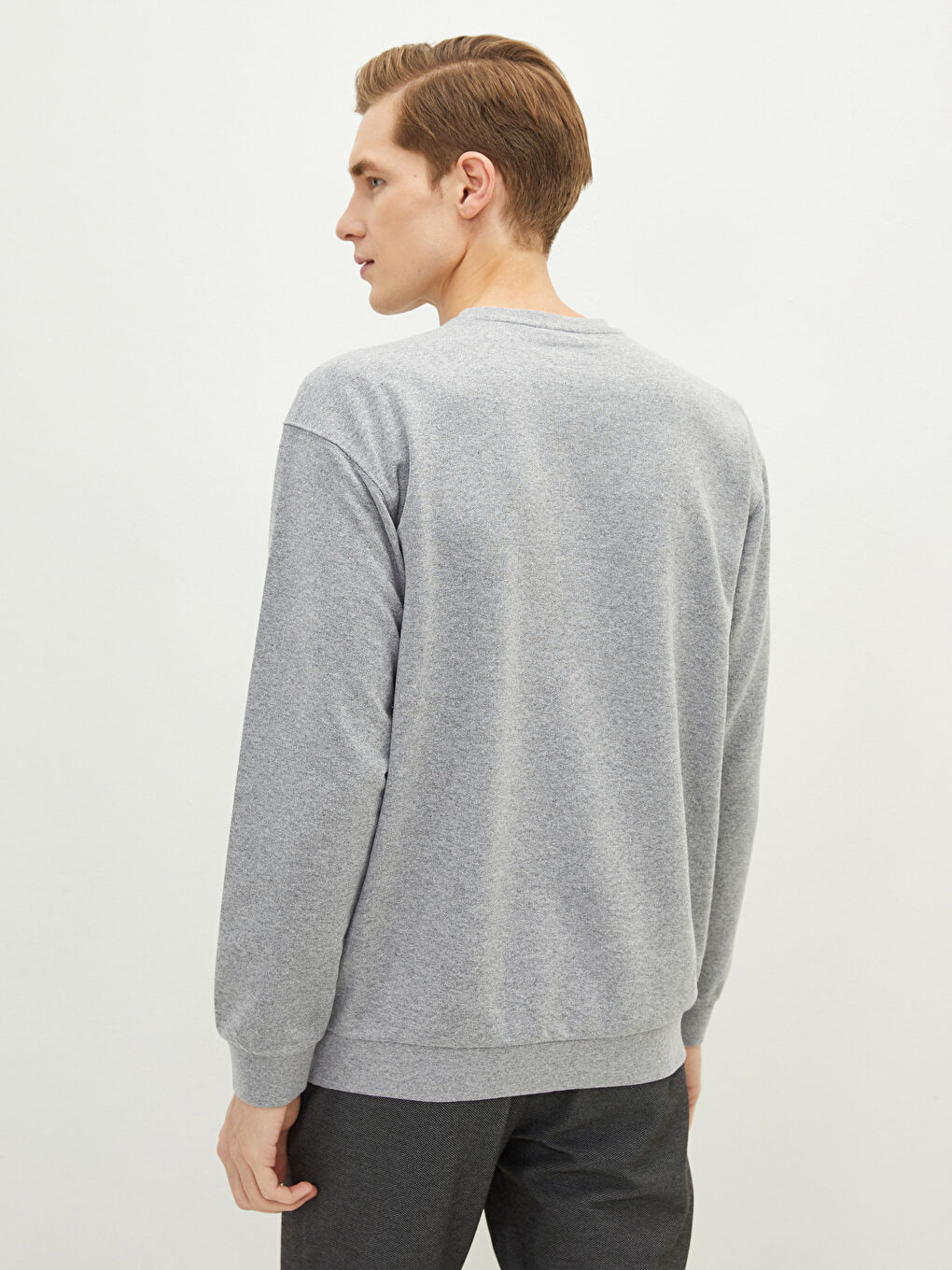 Oversize Crew Neck Long Sleeve Embroidered Men's Sweatshirt-4