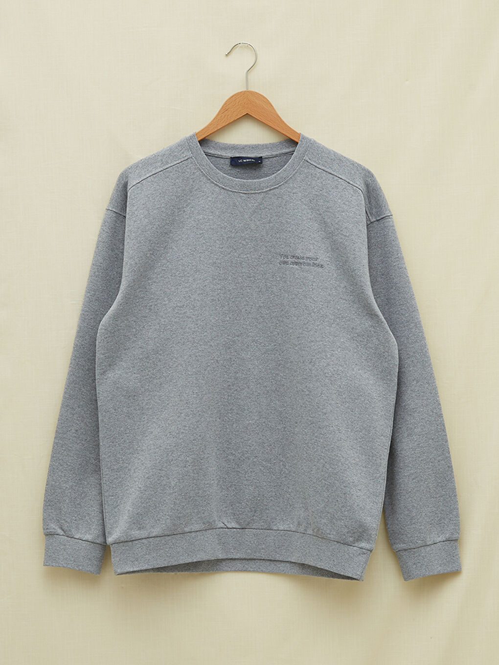 Oversize Crew Neck Long Sleeve Embroidered Men's Sweatshirt-5