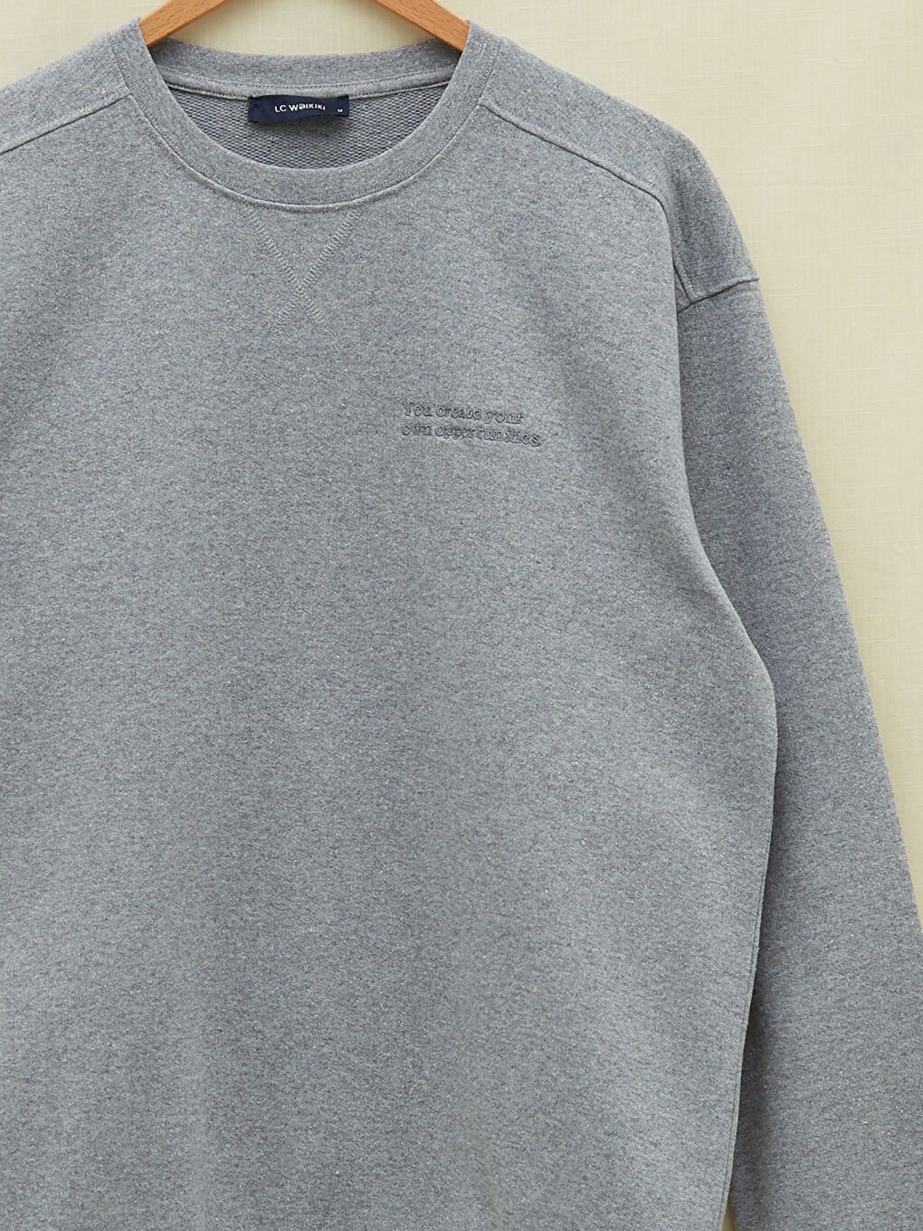 Oversize Crew Neck Long Sleeve Embroidered Men's Sweatshirt-7