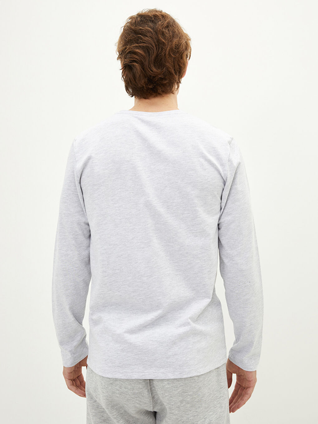 Lacivert Bisiklet Yaka Uzun Kollu Penye Erkek Tişört 2'li-4