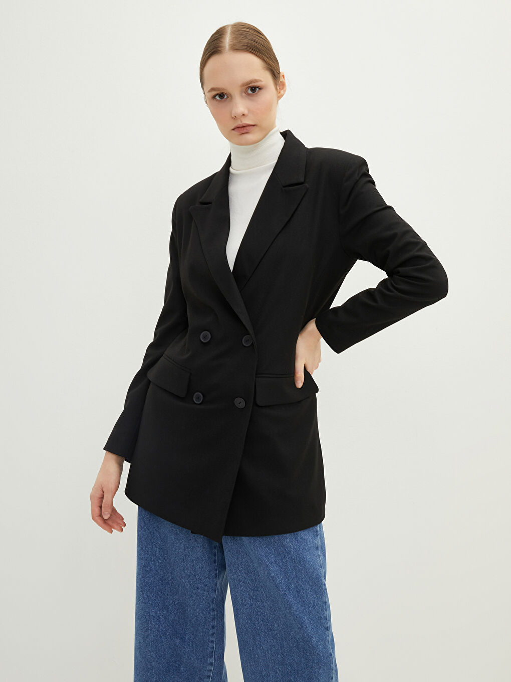LCW Modest Gerade Langärmelige Dobby-Jacke für Damen mit Knopfleiste -W1LP73Z8-RQL