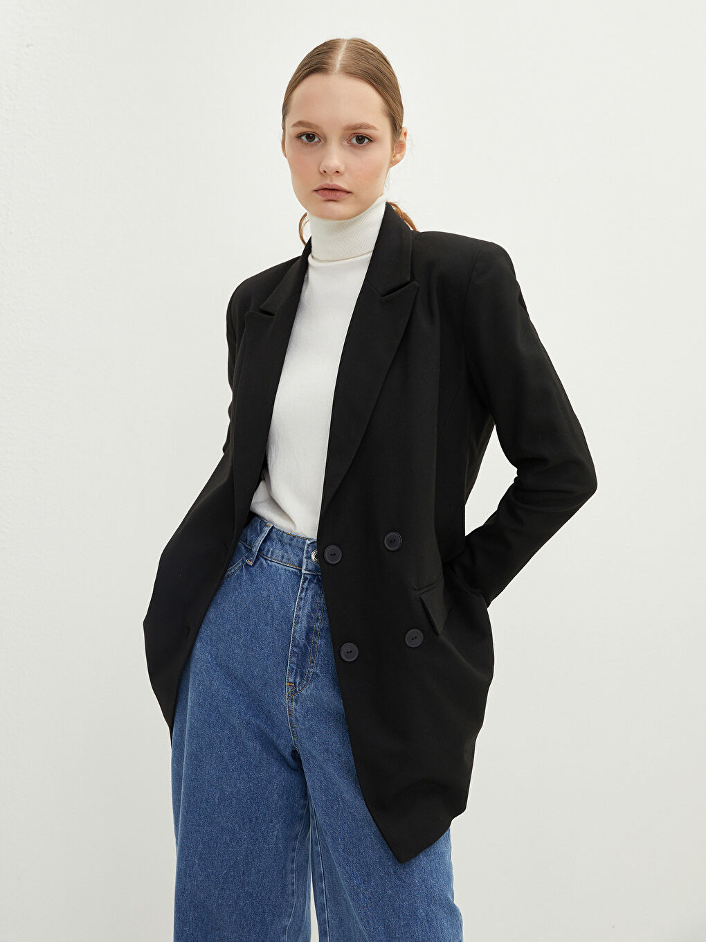 LCW Modest Gerade Langärmelige Dobby-Jacke für Damen mit Knopfleiste -W1LP73Z8-RQL