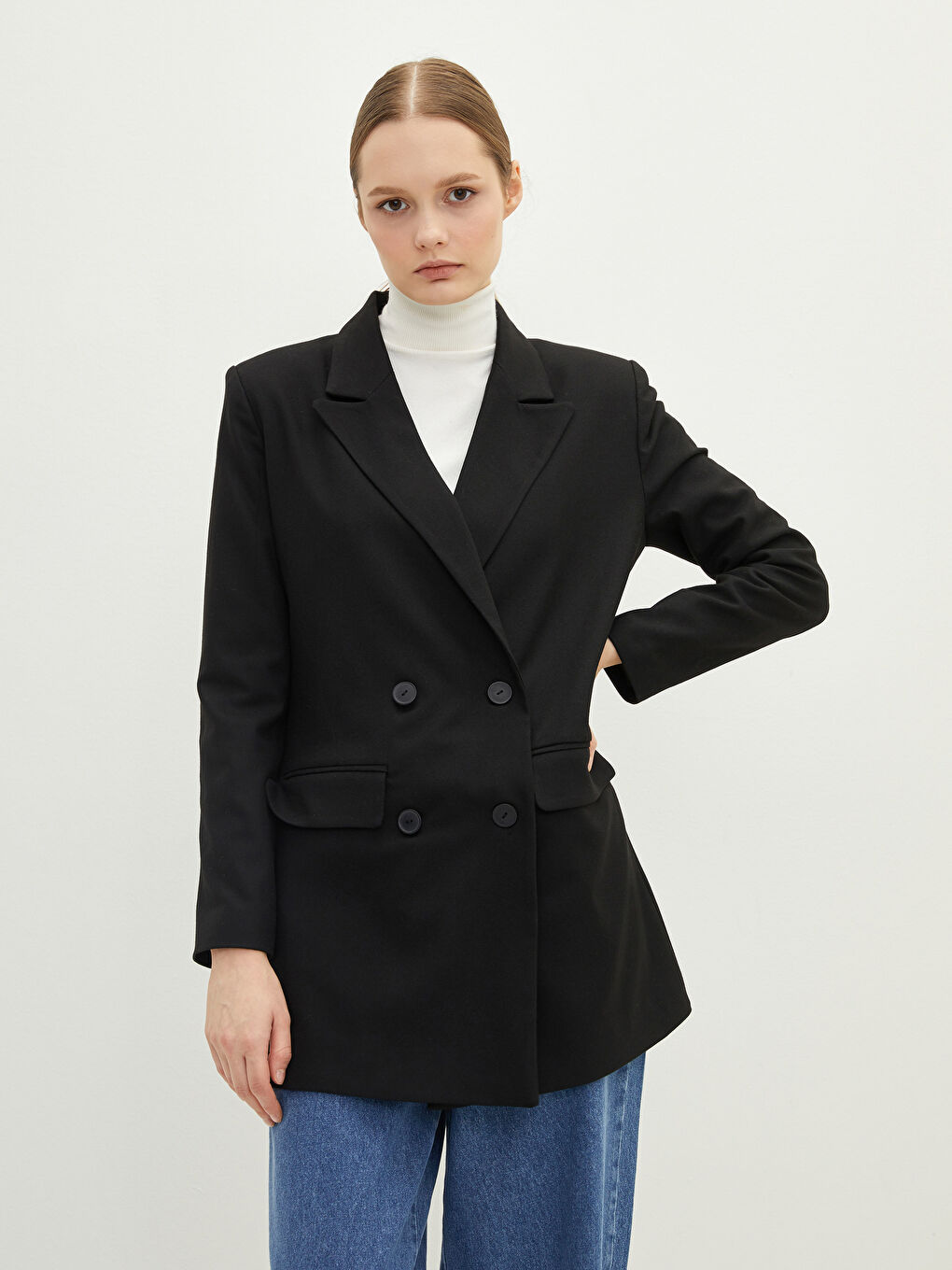 LCW Modest Gerade Langärmelige Dobby-Jacke für Damen mit Knopfleiste -W1LP73Z8-RQL