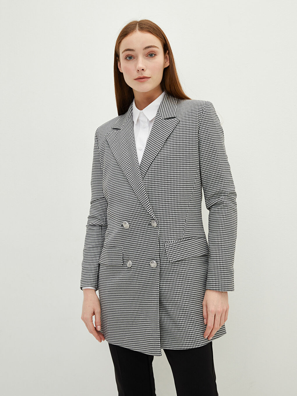 LCW Modest Front Button Closure Crowbar Patterned Pocket Detailed Long Sleeve Women's Jacket -W1LP75Z8-LKX