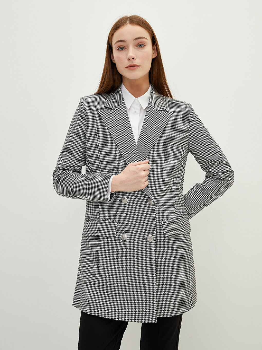 LCW Modest Front Button Closure Crowbar Patterned Pocket Detailed Long Sleeve Women's Jacket -W1LP75Z8-LKX