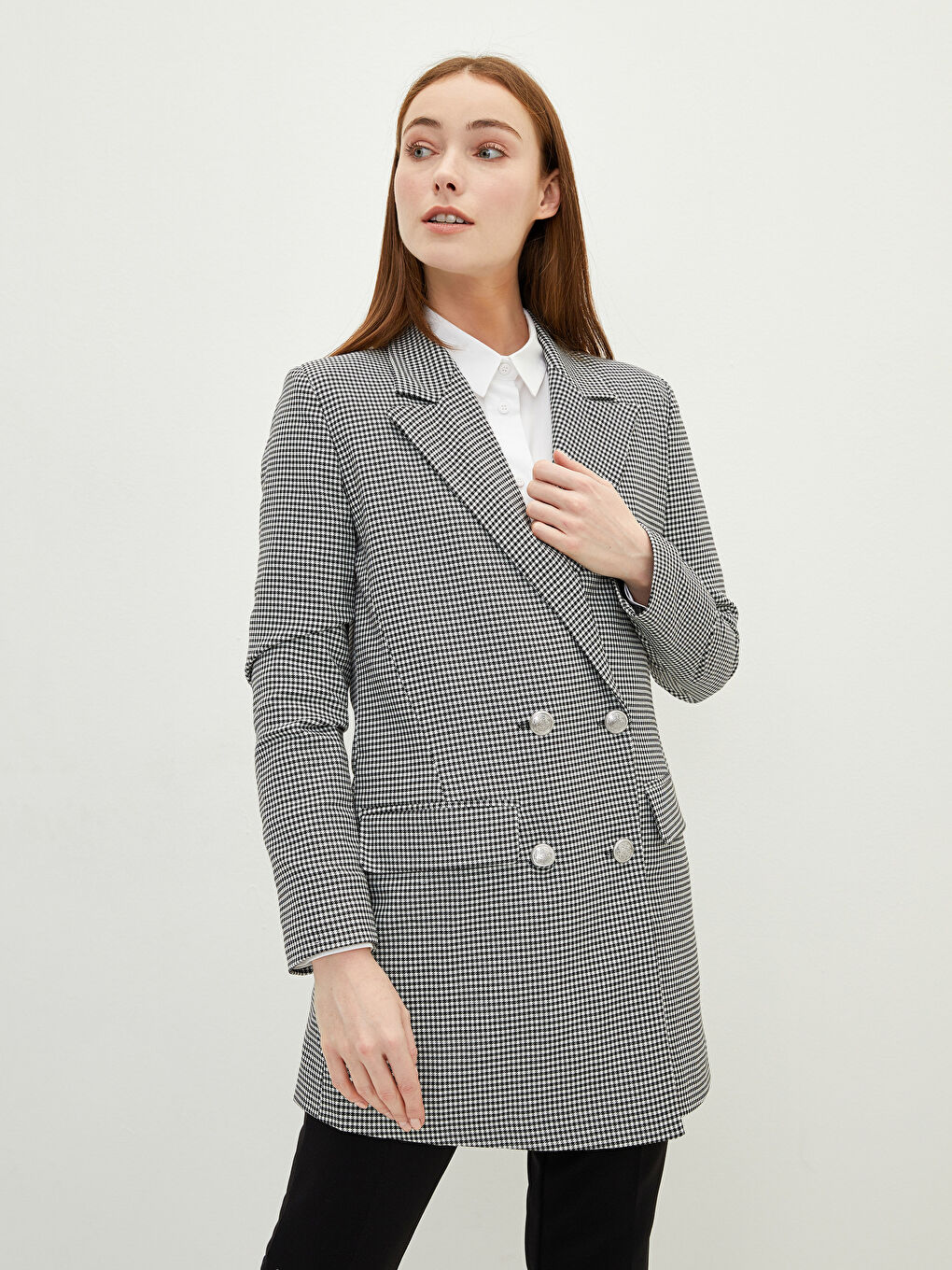 LCW Modest Front Button Closure Crowbar Patterned Pocket Detailed Long Sleeve Women's Jacket -W1LP75Z8-LKX