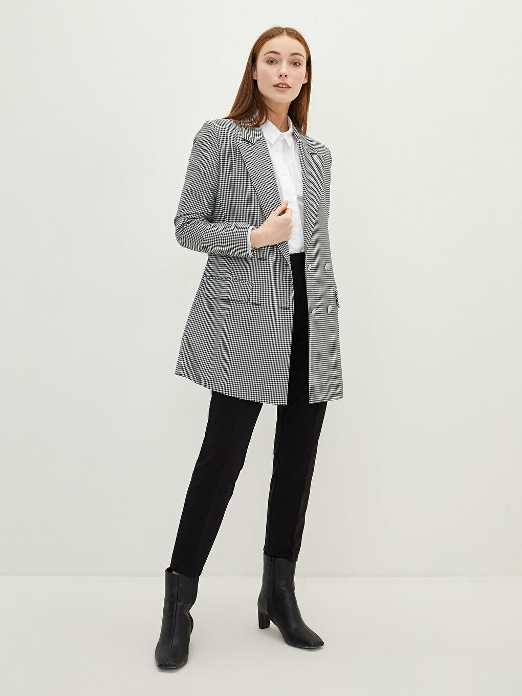 LCW Modest Front Button Closure Crowbar Patterned Pocket Detailed Long Sleeve Women's Jacket -W1LP75Z8-LKX