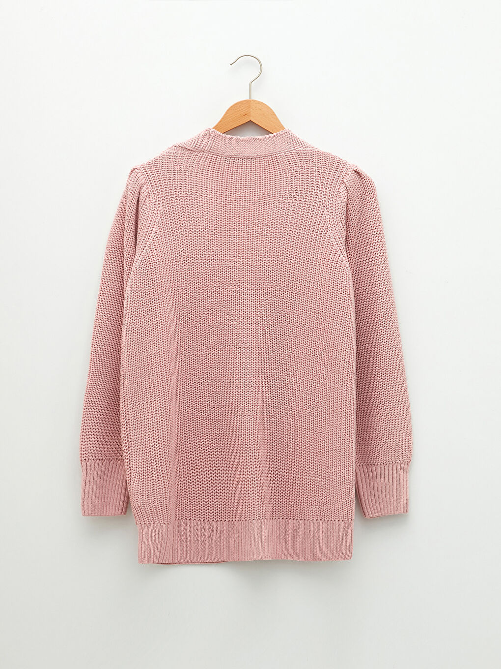 Pembe V Yaka Kadın Triko Hırka-5