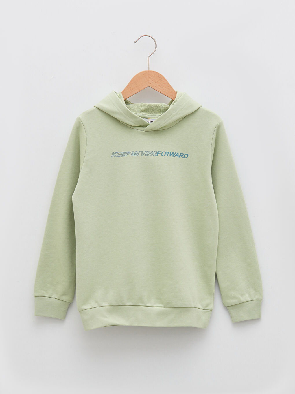 Yeşil Kapüşonlu Yazı Baskılı Uzun Kollu Erkek Çocuk Sweatshirt