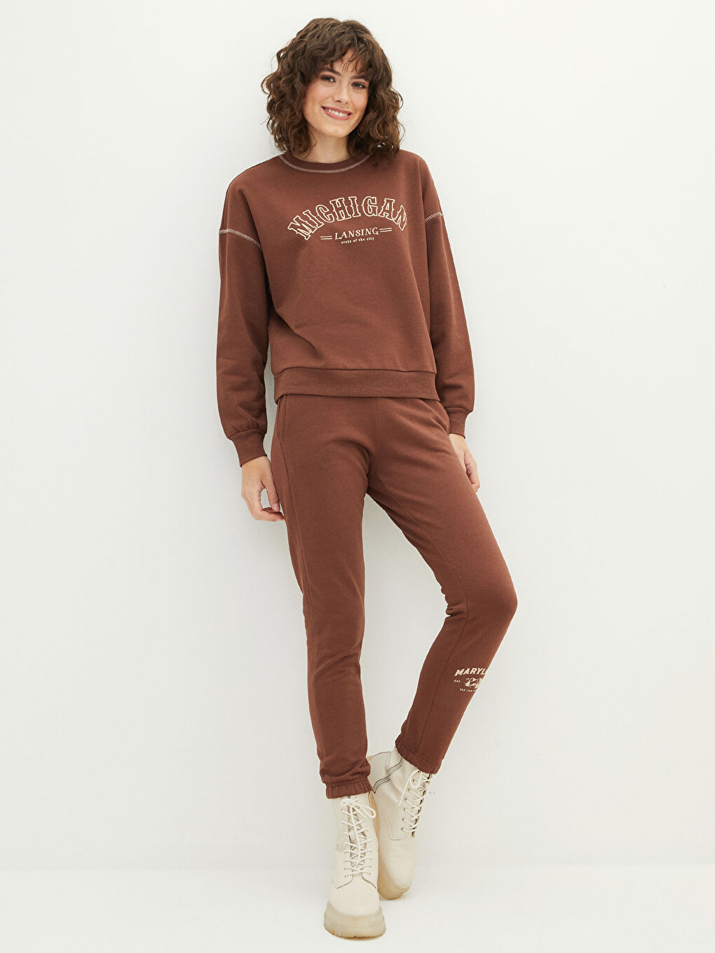 Crew Neck Text Printed Long Sleeve Women's Sweatshirt-2