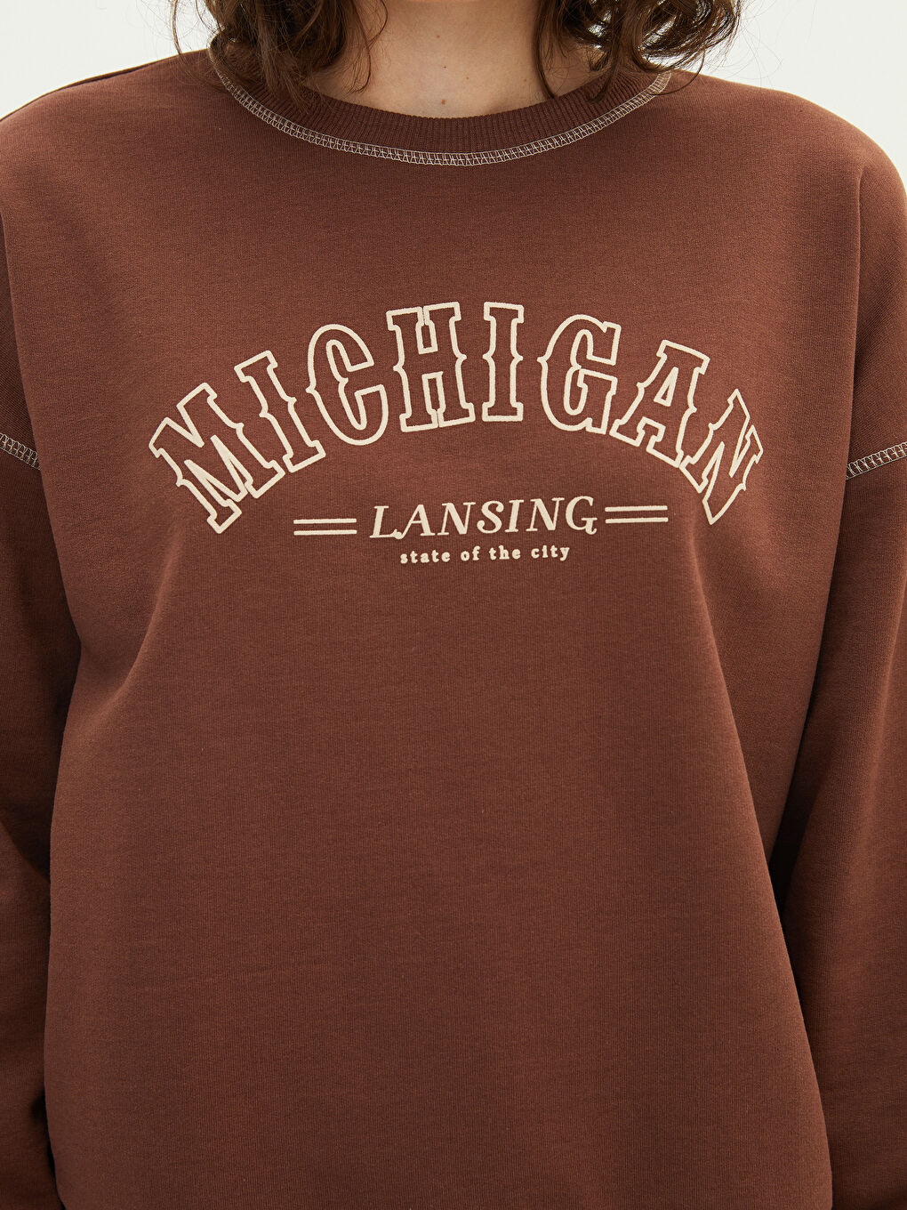 Crew Neck Text Printed Long Sleeve Women's Sweatshirt-3