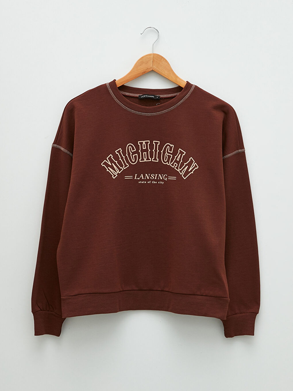 Crew Neck Text Printed Long Sleeve Women's Sweatshirt-5