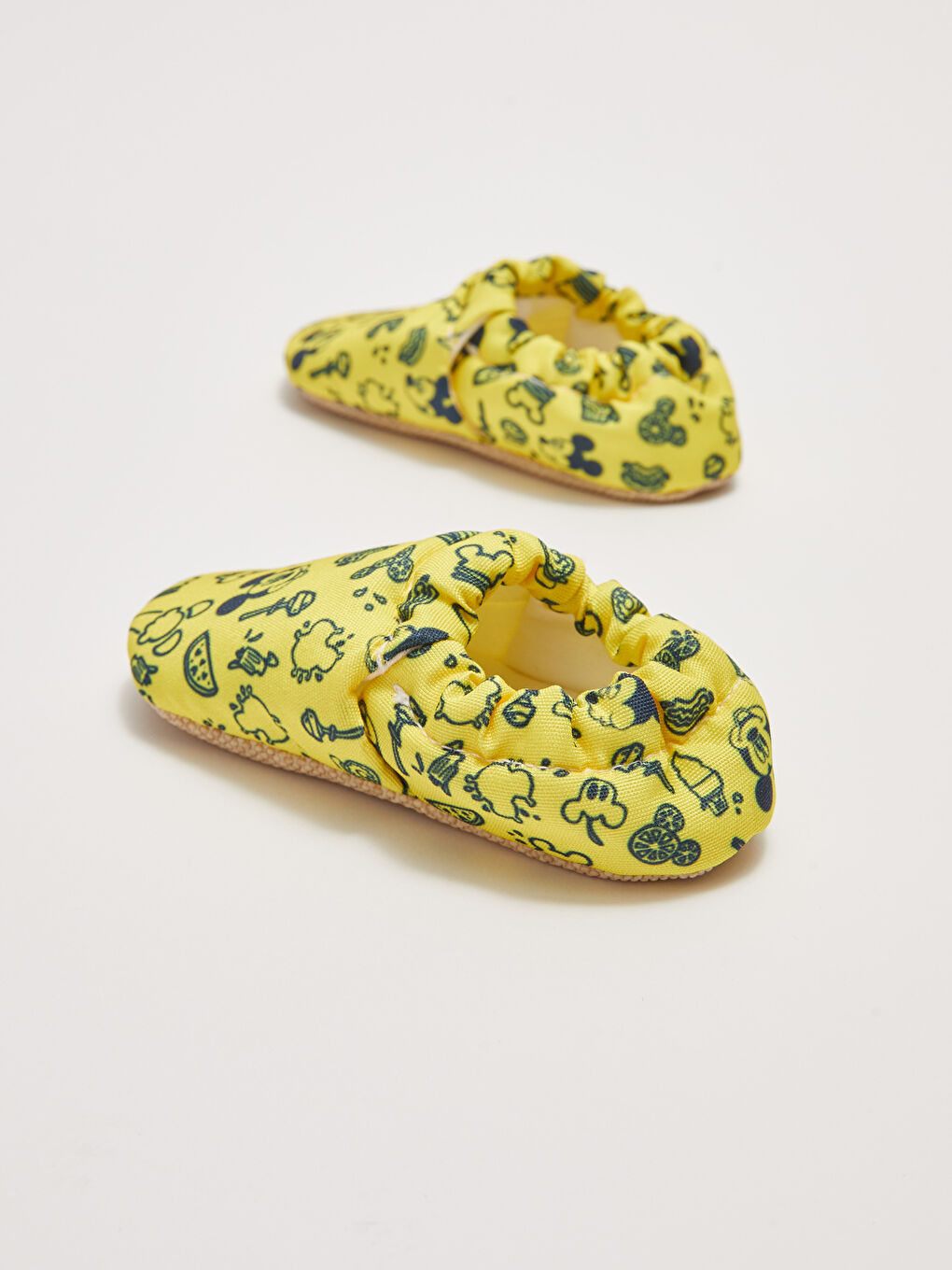 Sarı Mickey Mouse Lisanslı Erkek Bebek Yürüme Öncesi Ev Patiği-4