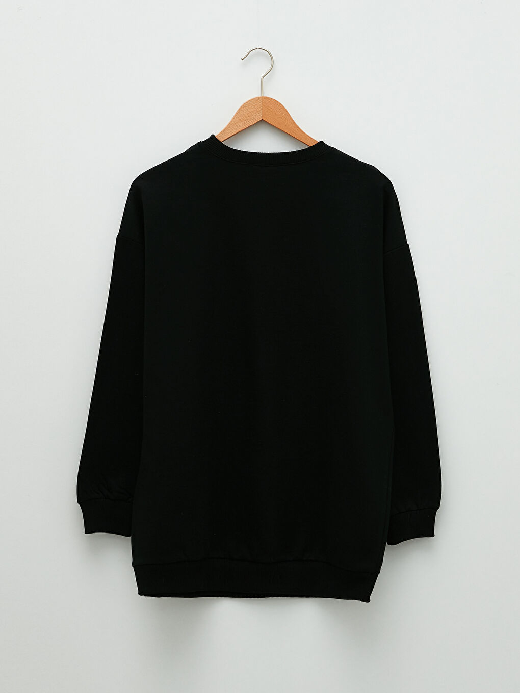 Siyah Bisiklet Yaka Baskılı Uzun Kollu Kadın Sweatshirt-6