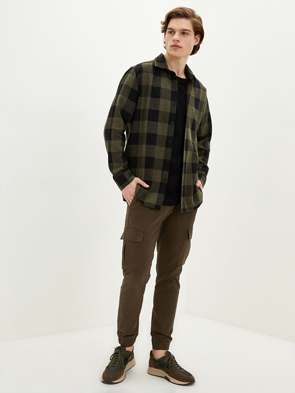 Haki Slim Fit Erkek Kargo Pantolon-1