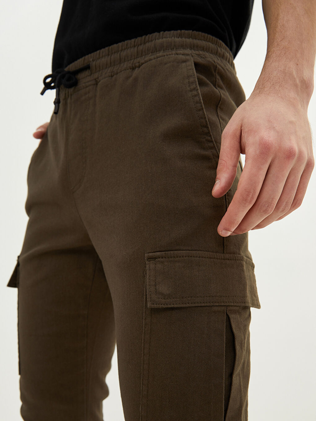 Haki Slim Fit Erkek Kargo Pantolon-2