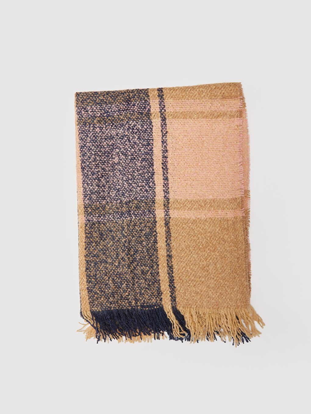 Әйелдерге арналған жұмсақ текстуралы матадан жасалған қысқа шашақты шарф-3