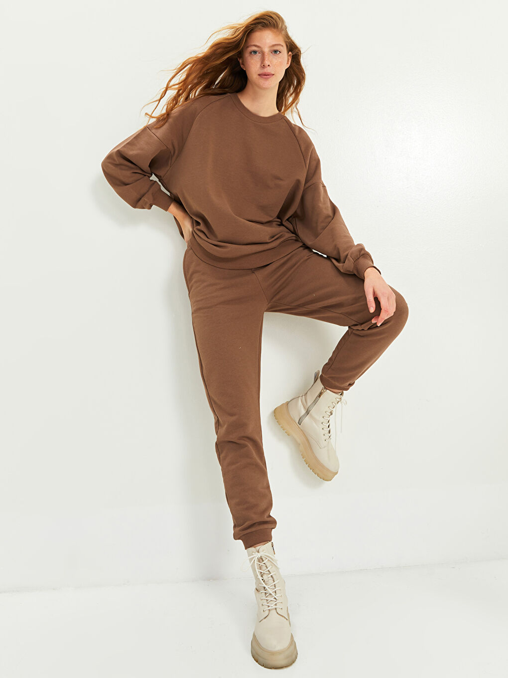 XSIDE Elastic Waist Plain Pocket Detailed Women's Thick Jogger Sweatpants -W1LQ37Z8-S4L