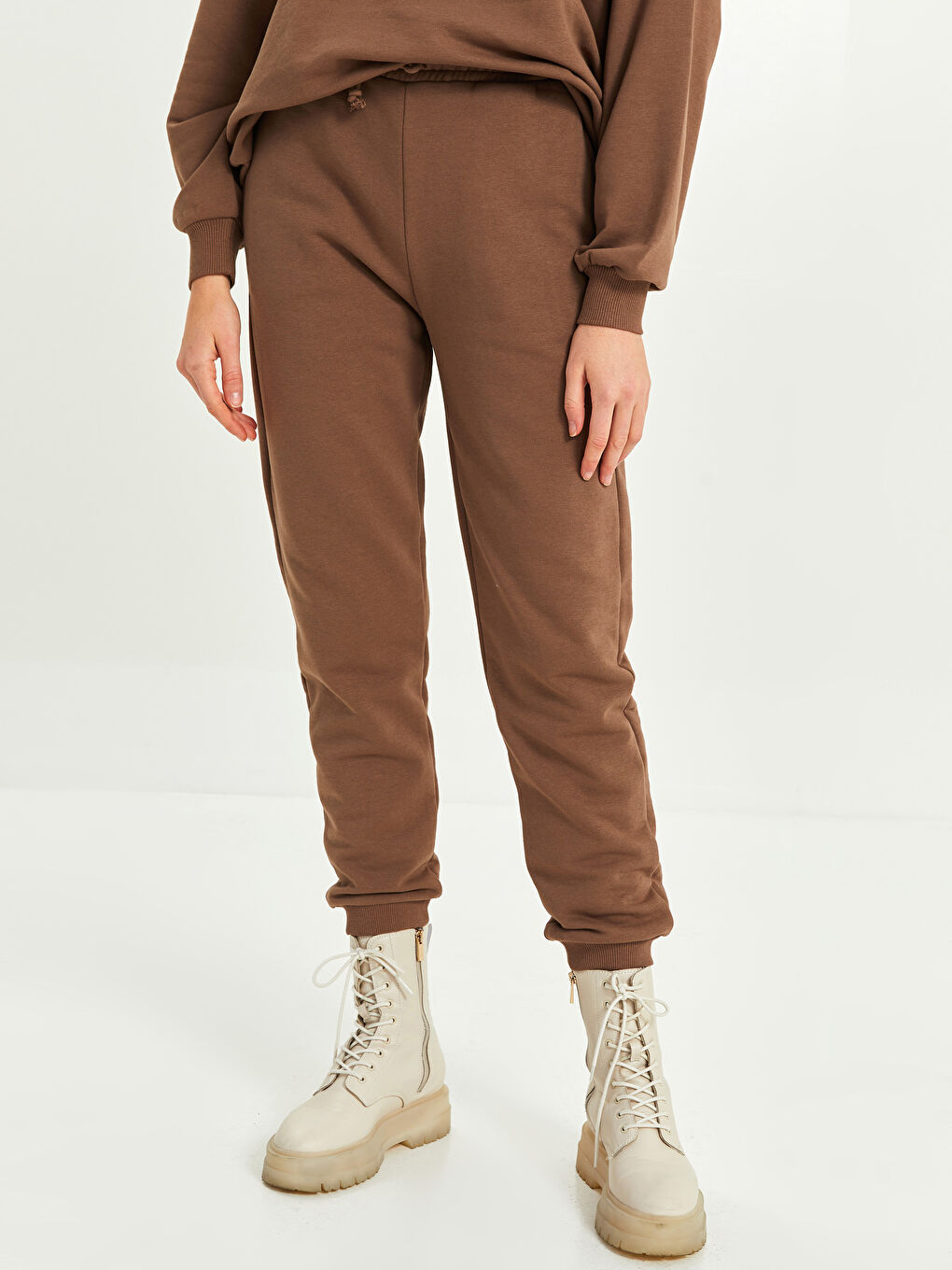 XSIDE Elastic Waist Plain Pocket Detailed Women's Thick Jogger Sweatpants -W1LQ37Z8-S4L