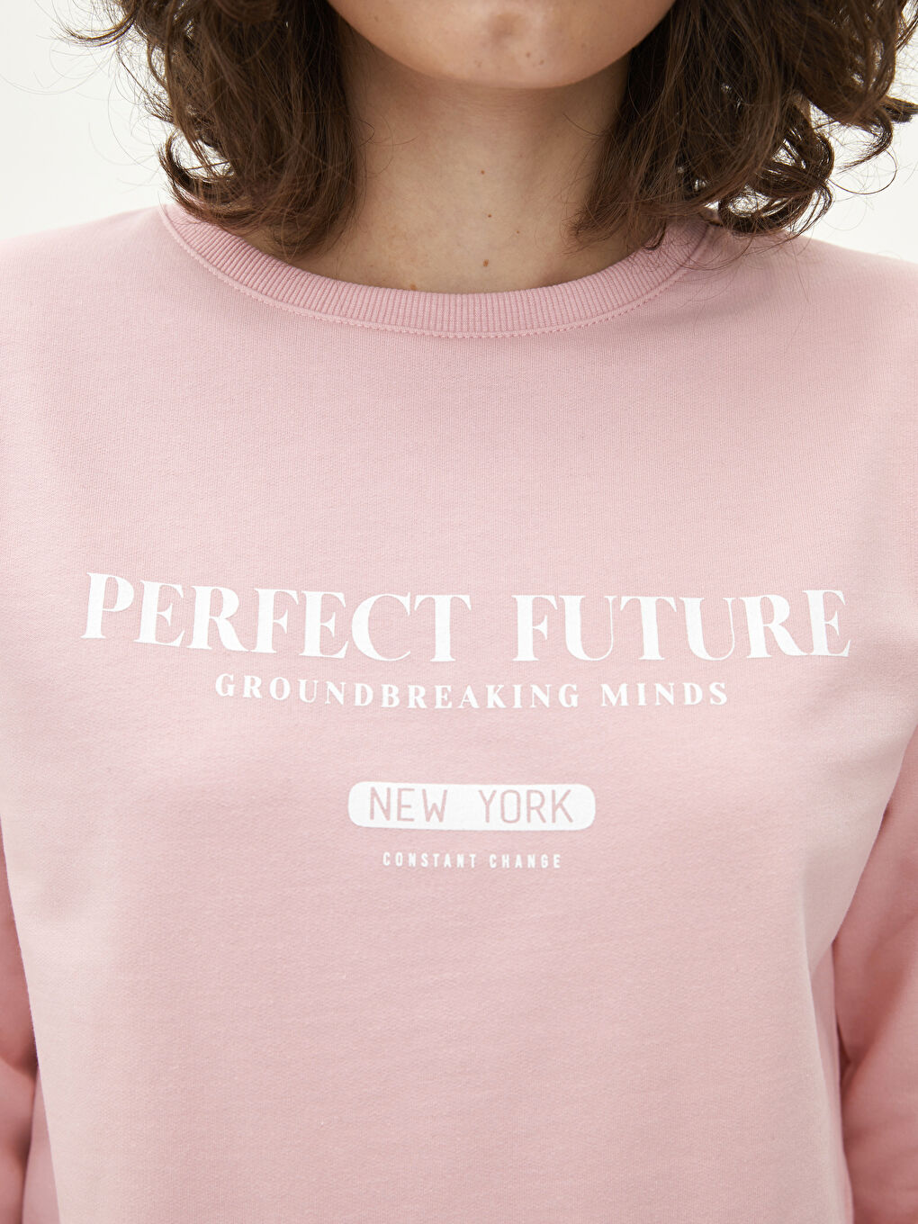 Crew Neck Text Printed Long Sleeve Women's Sweatshirt-3