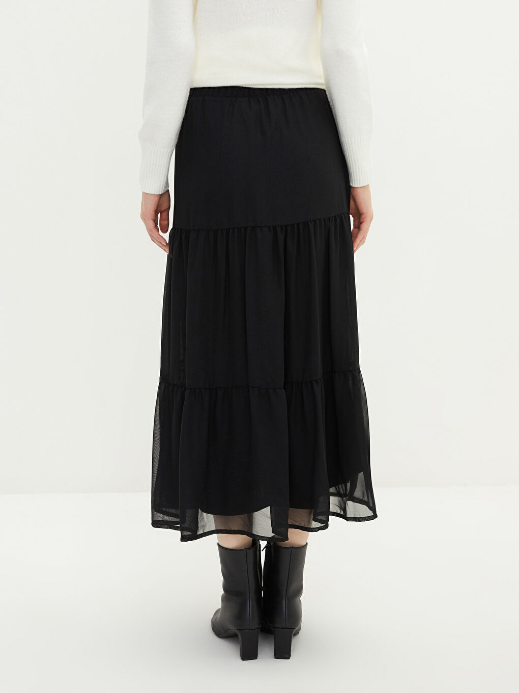 Elastic Waist Straight Chiffon Women's Flared Skirt-2